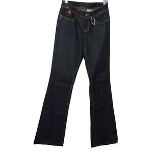 DEREON womens bootcut jeans 7/8x34 dark blue stretch denim Y2K tall